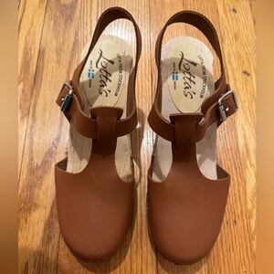 Brand New Lotta from Stockholm T-Bar Clogs | Tan Leather
